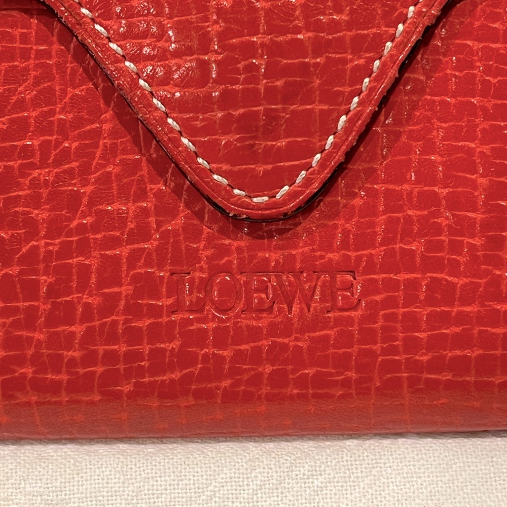 Authentic Loewe EUC Eye Popping Croc-Embossed Leather Wallet W/ Scalloped Design - Picture 2 of 9